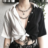 Black & White Women Crop Top